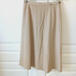 Giesswein Women's Tan Wool Blend A-Line Six Panel Midi Skirt Size EU 40 US 10